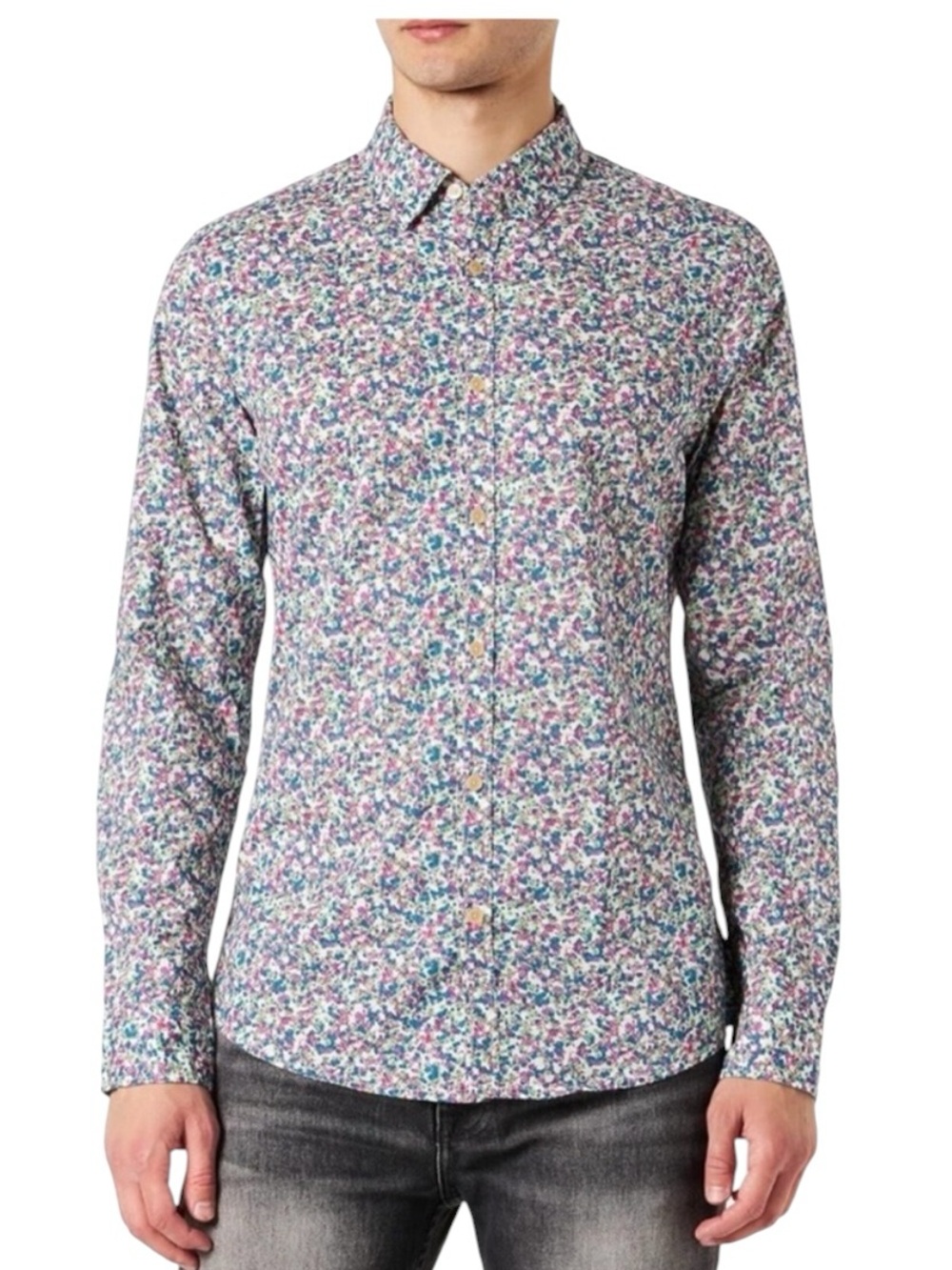 Scotch & Soda Men's Slim Fit L/S Ditzy Floral  Poplin Size Large